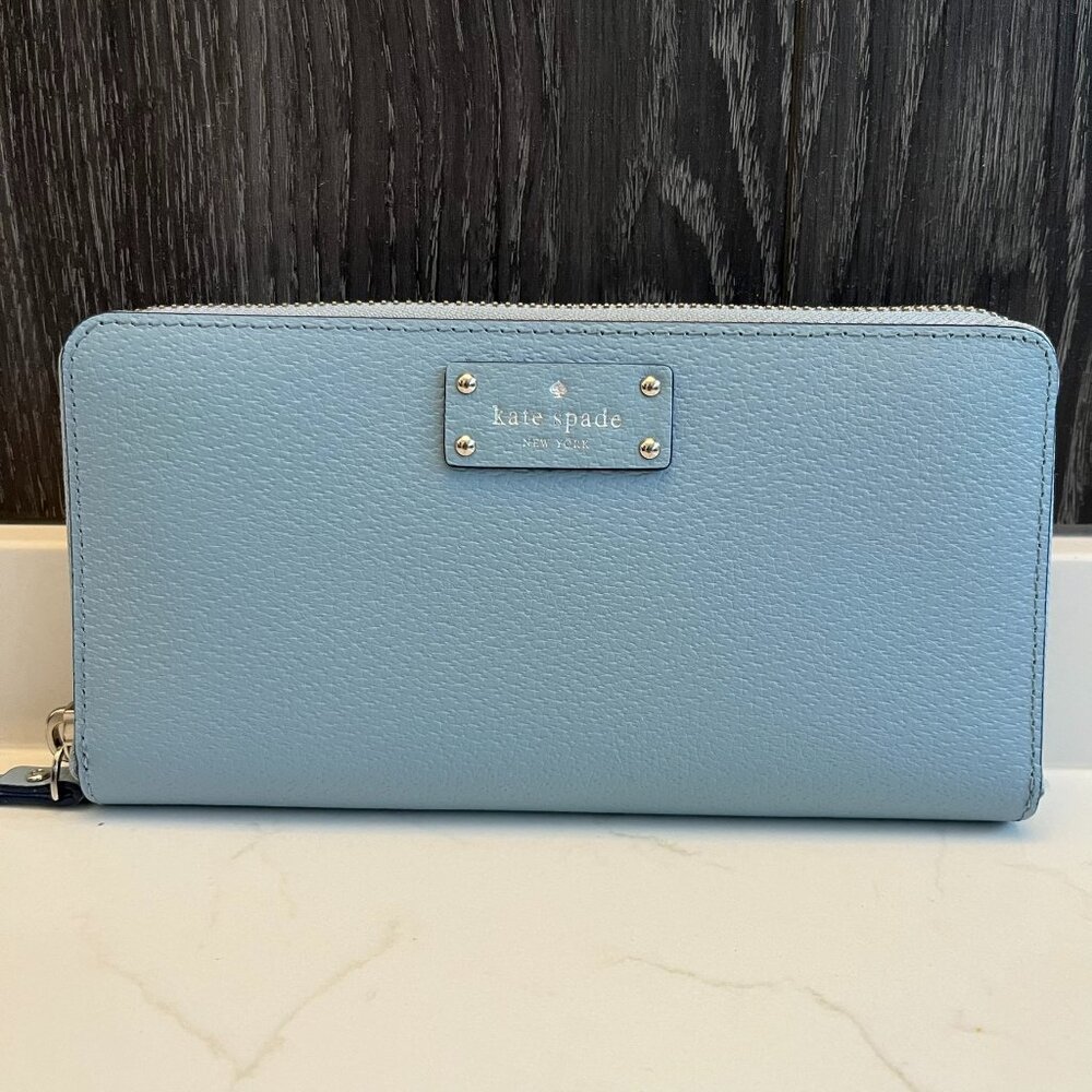 Kate Spade blue zip around leather wallet